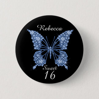 Badge Rond 5 Cm Sweet 16th Birthday Butterfly Personnalisé