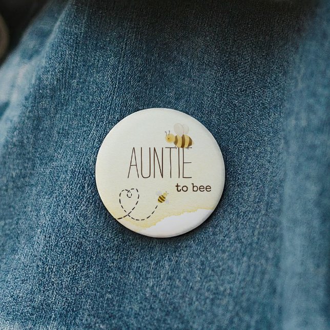 Badge Rond 5 Cm Sweet Bumblebee Baby Shower Auntie To Bee Button (Créateur téléchargé)