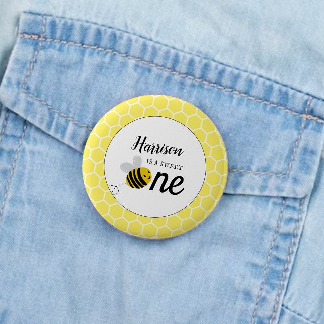 Badge Rond 5 Cm Sweet Little Honey Bee 1ère fête d'anniversaire (Créateur téléchargé)