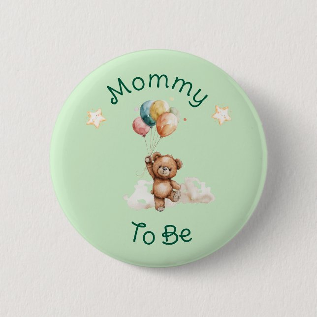 Badge Rond 5 Cm Sweet Little One on the Way Green Baby Shower (Devant)