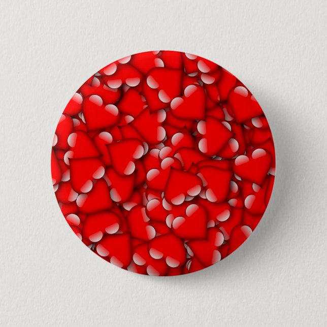Badge Rond 5 Cm Sweet Romantique Valentine Love Hearts Rouge (Devant)