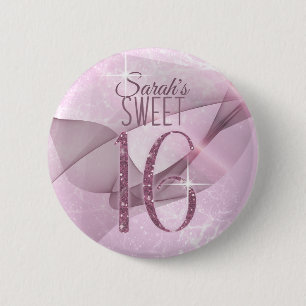 Badge Rond 5 Cm Sweet sixteen  étincelant ID652 rose orchidée