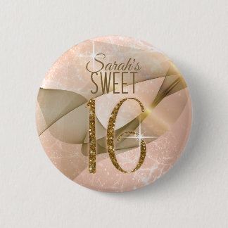 Badge Rond 5 Cm Sweet sixteen Rose à persil Gold ID652