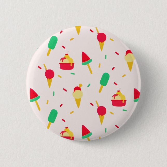 Badge Rond 5 Cm Sweet Summer Fun Rainbow Ice Cream Sprinkings (Devant)