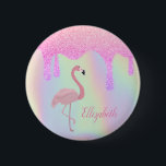 Badge Rond 5 Cm Sweet tendance Holographique, Flamant rose rose<br><div class="desc">Magnifique flamant rose et holographique.</div>