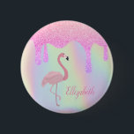 Badge Rond 5 Cm Sweet tendance Holographique, Flamant rose rose<br><div class="desc">Magnifique flamant rose et holographique.</div>
