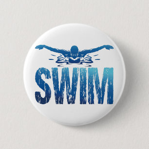 Badge Rond 5 Cm Swim - Vintage Swimmer