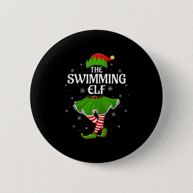 Badge Rond 5 Cm Swimming Elf Christmas Family Girls Women Elf Squa (Devant)