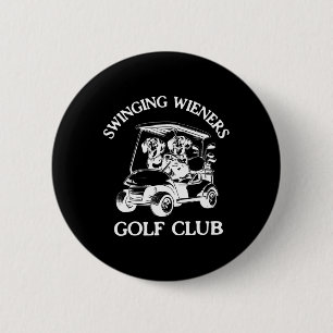 Badge Rond 5 Cm Swinning Golf Club Dachshund Wiener Dog Fa