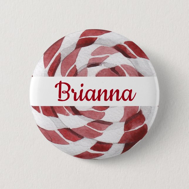 Badge Rond 5 Cm Swirl sucre de canne avec nom (Devant)
