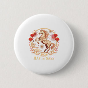 Badge Rond 5 Cm Sy 2026 Dame du Cheval Alimentée par le Foin & S Z