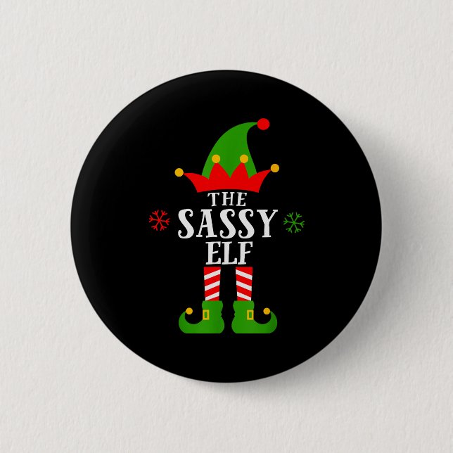 Badge Rond 5 Cm Sy Elf Funny Matching Family Group Christmas Pajam (Devant)