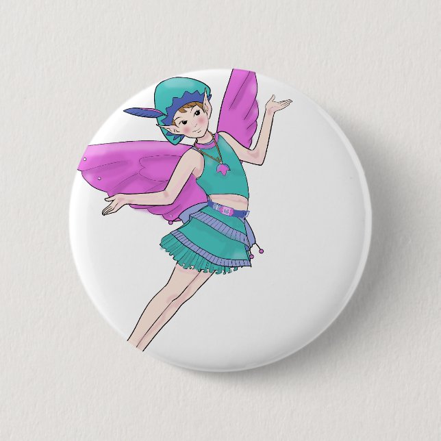 Badge Rond 5 Cm Sylphe de bois de fée, Féerie (Devant)