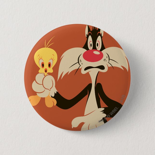 Badge Rond 5 Cm SYLVESTER™ avec TWEETY™ (Devant)
