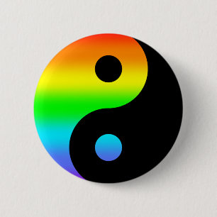 Badge Rond 5 Cm Symbole arc-en-ciel Yin Yang