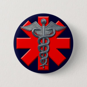 Badge Rond 5 Cm Symbole argenté de corps médical
