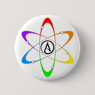 Badge Rond 5 Cm Symbole athée d'atome