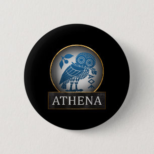 Badge Rond 5 Cm Symbole Athéna Owl De La Déesse Grecque De La Sage