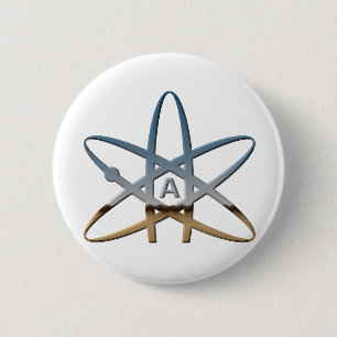 Badge Rond 5 Cm Symbole atomique athée de Logidea