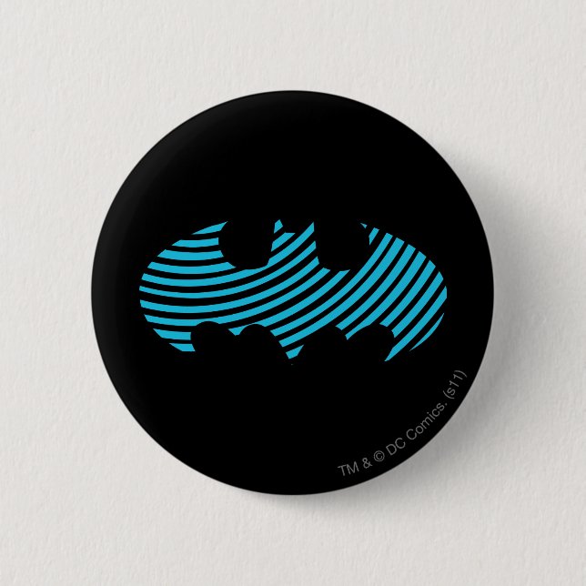 Badge Rond 5 Cm Symbole Batman | Logo à rayures bleues (Devant)