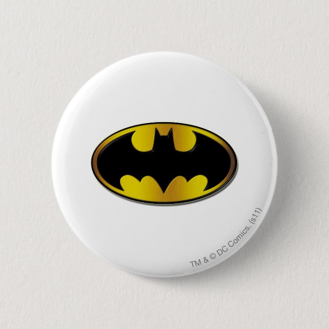 Badge Rond 5 Cm Symbole Batman | Logo de dégradé ovale (Devant)