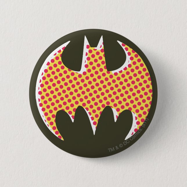 Badge Rond 5 Cm Symbole Batman | Logo demi-ton rouge (Devant)