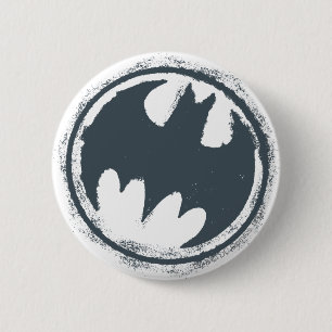 Badge Rond 5 Cm Symbole Batman   Logo Grey Grunge