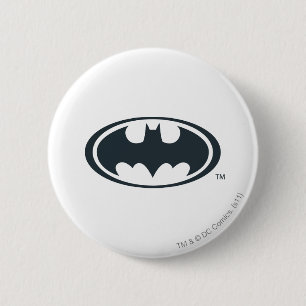 Badge Rond 5 Cm Symbole Batman   Logo noir et blanc