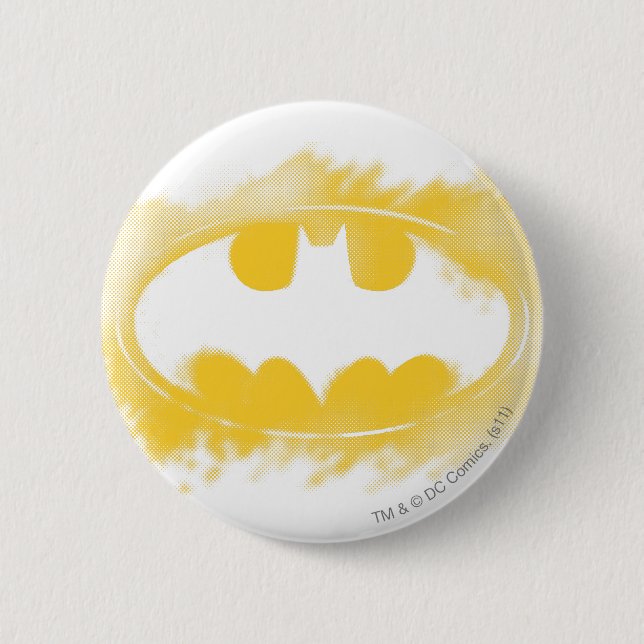 Badge Rond 5 Cm Symbole Batman | Logo noir et jaune (Devant)