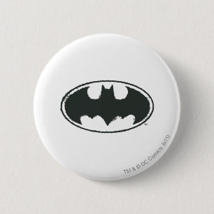 Badge Rond 5 Cm Symbole Batman Logo noir Spray