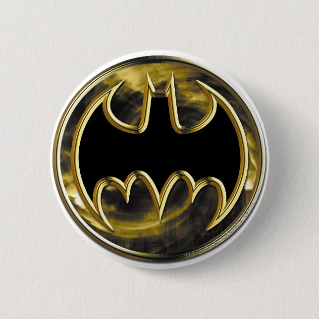 Badge Rond 5 Cm Symbole Batman | Logo Or (Devant)