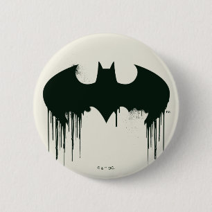 Badge Rond 5 Cm Symbole Batman Logo Spraypaint