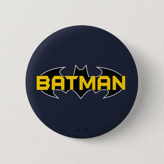 Badge Rond 5 Cm Symbole Batman | Nom Logo jaune et noir (Devant)