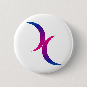 Badge Rond 5 Cm Symbole bisexuel de fierté de double croissant de