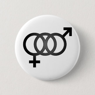 Badge Rond 5 Cm Symbole bisexuel noir