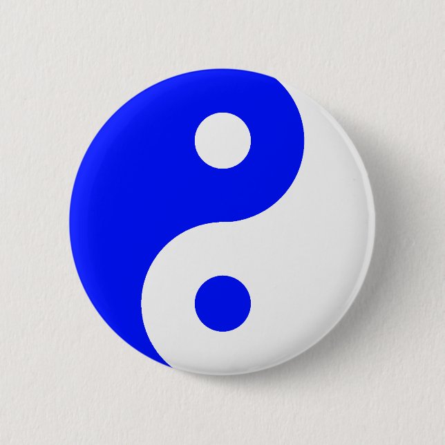 Badge Rond 5 Cm SYMBOLE Bleu YIN Yang (Devant)
