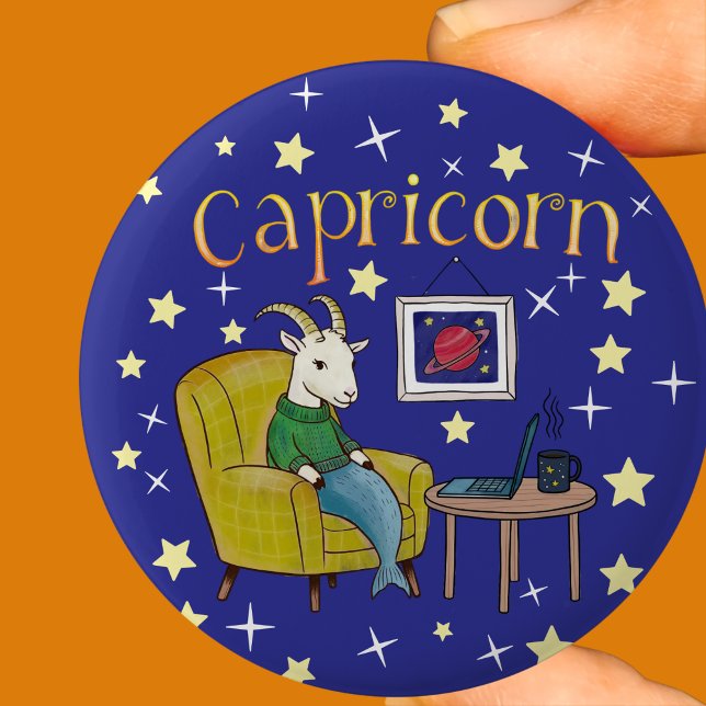 Badge Rond 5 Cm Symbole Capricorne Zodiac Star (Créateur téléchargé)