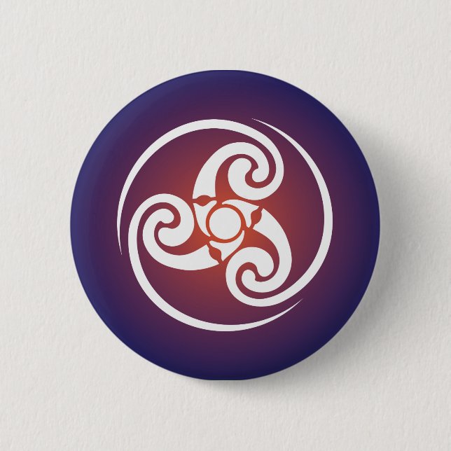 Badge Rond 5 Cm Symbole Celtique Triskele, Triple Spiral, Triskeli (Devant)