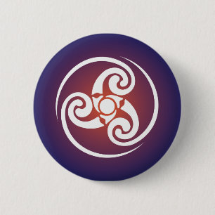 Badge Rond 5 Cm Symbole Celtique Triskele, Triple Spiral, Triskeli