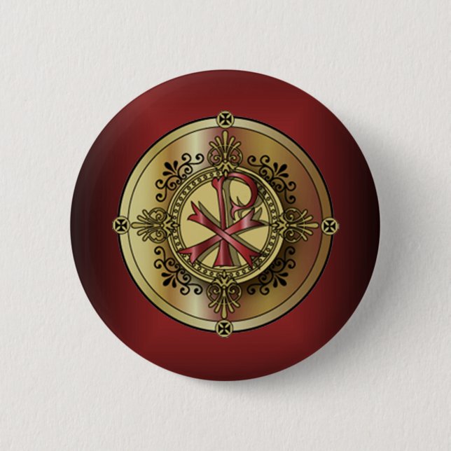 Badge Rond 5 Cm Symbole chrétien P et X de ~ de monogramme de (Devant)
