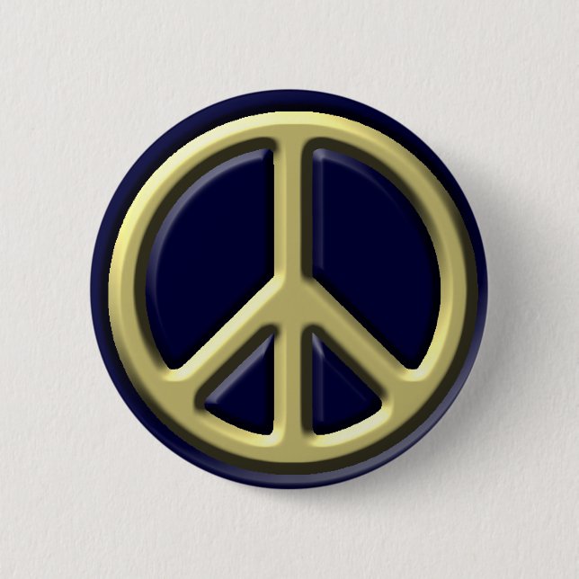 Badge Rond 5 Cm Symbole classique de paix, or (Devant)