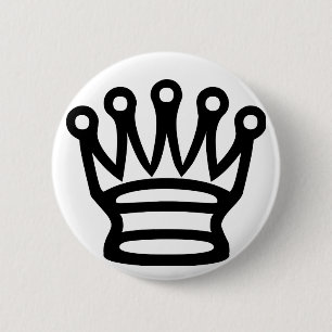Badge Rond 5 Cm Symbole couronne d'échecs pièce noire