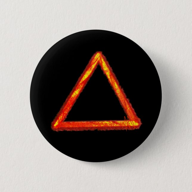 Badge Rond 5 Cm Symbole d'alchimie d'élément de feu lame (Devant)