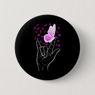 Badge Rond 5 Cm Symbole d'amour Papillon Sensibilisation au cancer