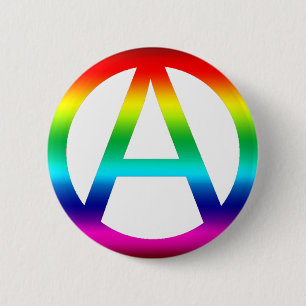 Badge Rond 5 Cm Symbole d'anarchie d'arc-en-ciel