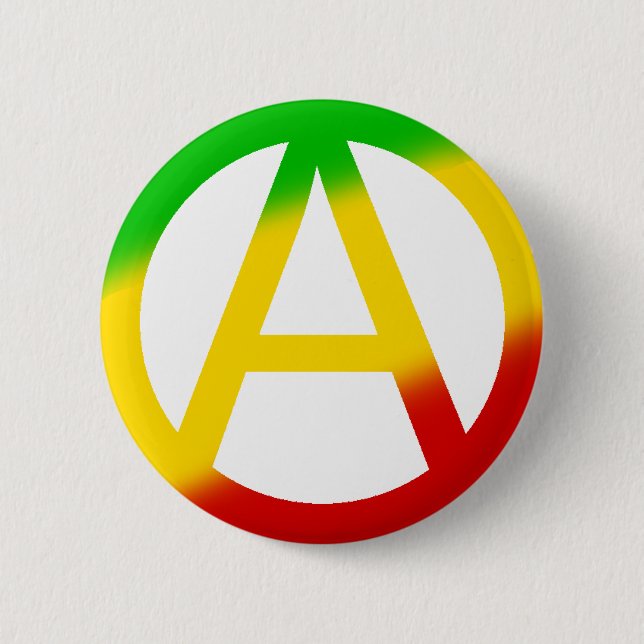 Badge Rond 5 Cm Symbole d'anarchie de Rasta (Devant)