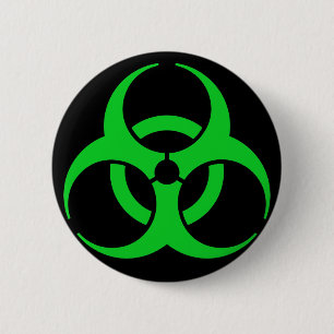 Badge Rond 5 Cm Symbole de biodanger vert