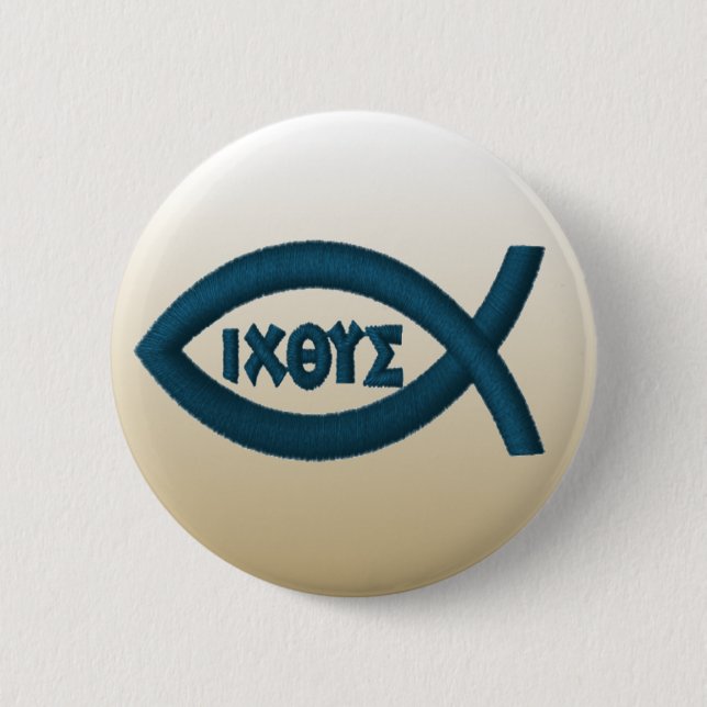Badge Rond 5 Cm Symbole de chrétien de poissons de Jésus (Devant)