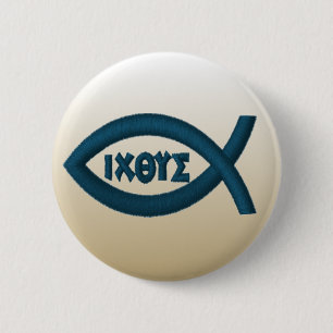 Badge Rond 5 Cm Symbole de chrétien de poissons de Jésus