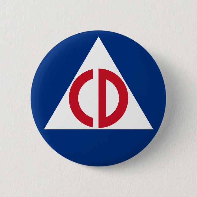 Badge Rond 5 Cm Symbole de cru de logo de défense civile des (Devant)
